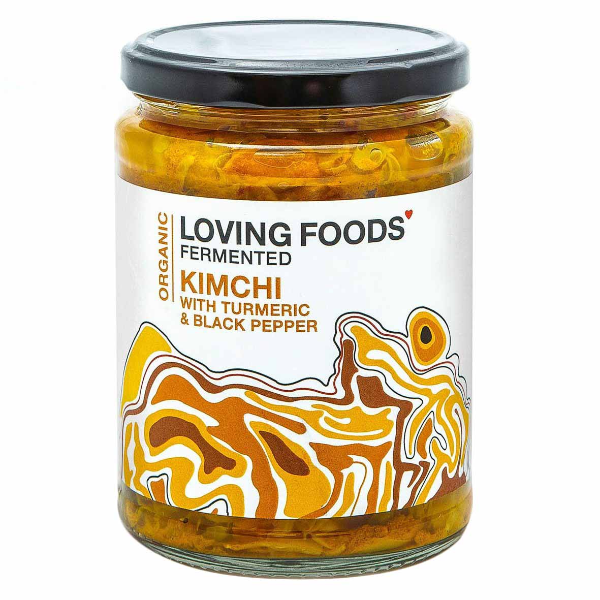 Organic Turmeric & Black Pepper Kimchi | Loving Foods | Raw Living UK | Ferments | Raw Foods | Loving Foods Turmeric & Black Pepper Kimchi is an Organic High Quality Unpasteurised Kimchi. A western take on a Korean dish; full of probiotics for gut health.