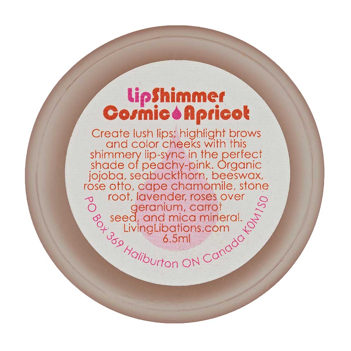 Cosmic Apricot Lip Shimmer | Living Libations | Raw Living UK | Beauty | Skin Care | Living Libations Cosmic Apricot Lip Shimmer: a Natural and Vegan Lip Balm for thirsty lips, made with an Apricot Infusion of Rosy-Coral Sheen.