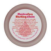 Maidenfern Blushing Balm | Living Libations | Raw Living UK | Beauty | Skin Care | Living Libations Maiden Fern Blushing Balm: a Natural & Vegan Lip Balm designed to naturally increase circulation to the cheeks and lips, for a rosy hue.