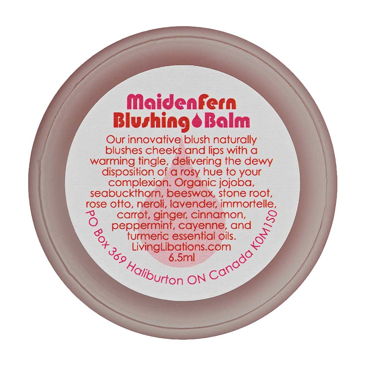 Maidenfern Blushing Balm | Living Libations | Raw Living UK | Beauty | Skin Care | Living Libations Maiden Fern Blushing Balm: a Natural &amp; Vegan Lip Balm designed to naturally increase circulation to the cheeks and lips, for a rosy hue.