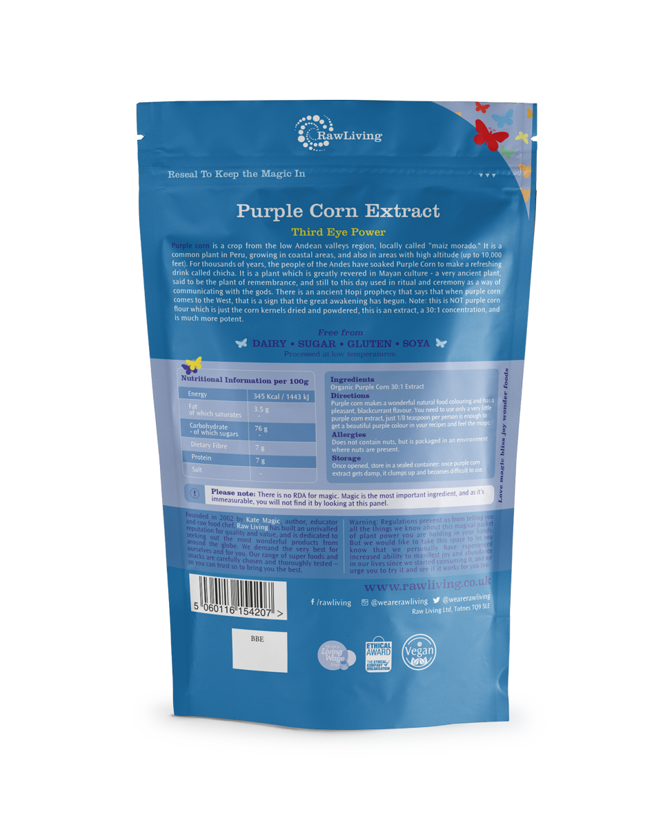 Purple Corn 7:1 Extract Powder | Raw Living UK | Tonic Herbs | Super Foods | Raw Living Purple Corn 30: 1 Extract Powder. This purple plant extract is revered in Mayan culture - add this Super Food to Smoothies, Chocolate &amp; Raw Creations!