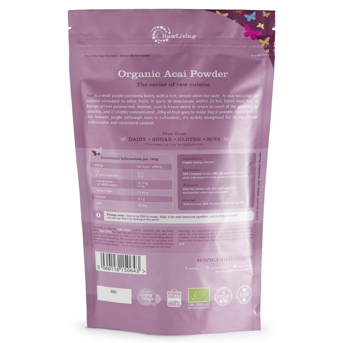 Organic Acai Powder (Freeze Dried) | Raw Living UK | Super Foods | Fruit Powder | Raw Living Organic Freeze-Dried Raw Acai Powder: Acai is a small purple rainforest berry &amp; one of the Earth&#39;s most nutritious foods, with abundant antioxidants.