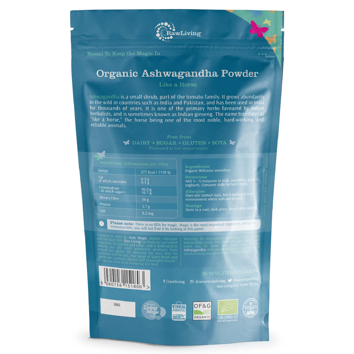 Organic Ashwagandha Powder | Raw Living UK | Tonic Herbs | Adaptogens | Raw Living Organic Ashwagandha: this herb is one of the primary plants used Ayurveda. A powerful adaptogenic, Ashwagandha has a balancing effect.