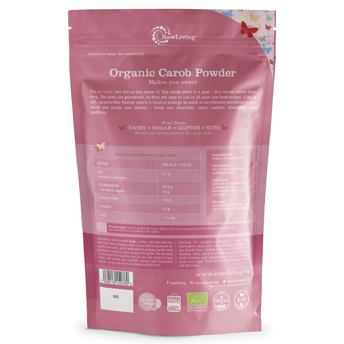 Organic Peruvian Carob Powder | Raw Living UK | Raw Foods | Natural Sweeteners | Raw Living Peruvian Carob: this carob from a pod (similar to Mesquite), and is used as a low GI sweetener. It has a light brown colour &amp; caramel-like flavour.