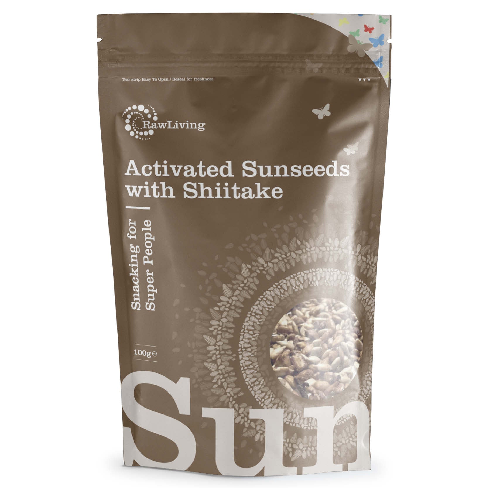 Activated Sunseeds with Shiitake | Raw Living UK | Raw Foods | Nuts & Seeds | Mushroom Products | Raw Living Activated Sunseeds with Shiitake: our Sunseeds are a Raw, Dairy-Free, Sugar-Free Snack. Sunflower & Pumpkin Seeds marinaded with Shiitake & Spices.