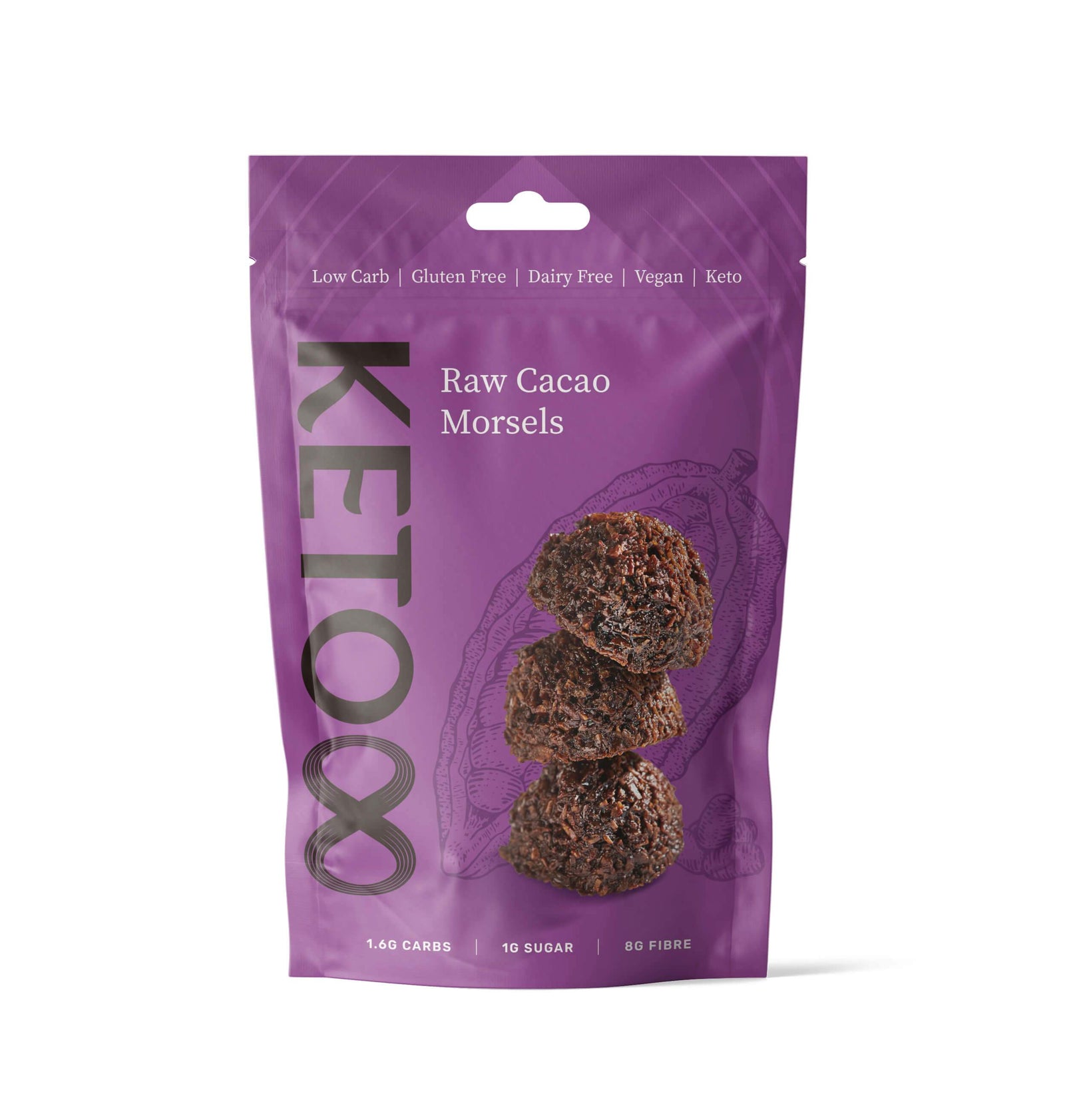 Raw Cacao Morsels (120g) | 8 Foods | Raw Living UK | Eight Foods Raw Cacao Morsels are Rich, Chewy, Yet Low Carb and Keto-Friendly. These Coconut-Based Morsels are also blended with a hint of Vanilla and Sea Salt.
