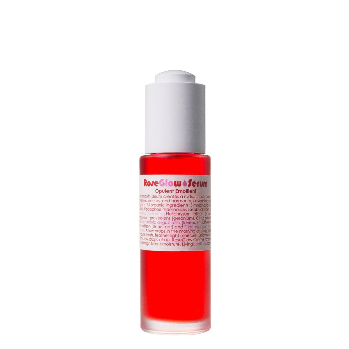 Rose Glow Serum | Living Libations | Raw Living UK | Beauty | Skin Care | Living Libations Rose Glow Serum: a Vegan &amp; Natural Skin Elixir, with Organic Seabuckthorn, Jojoba, Rose, Geranium, Immortelle, Neroli, Lavender &amp; Palmarosa.