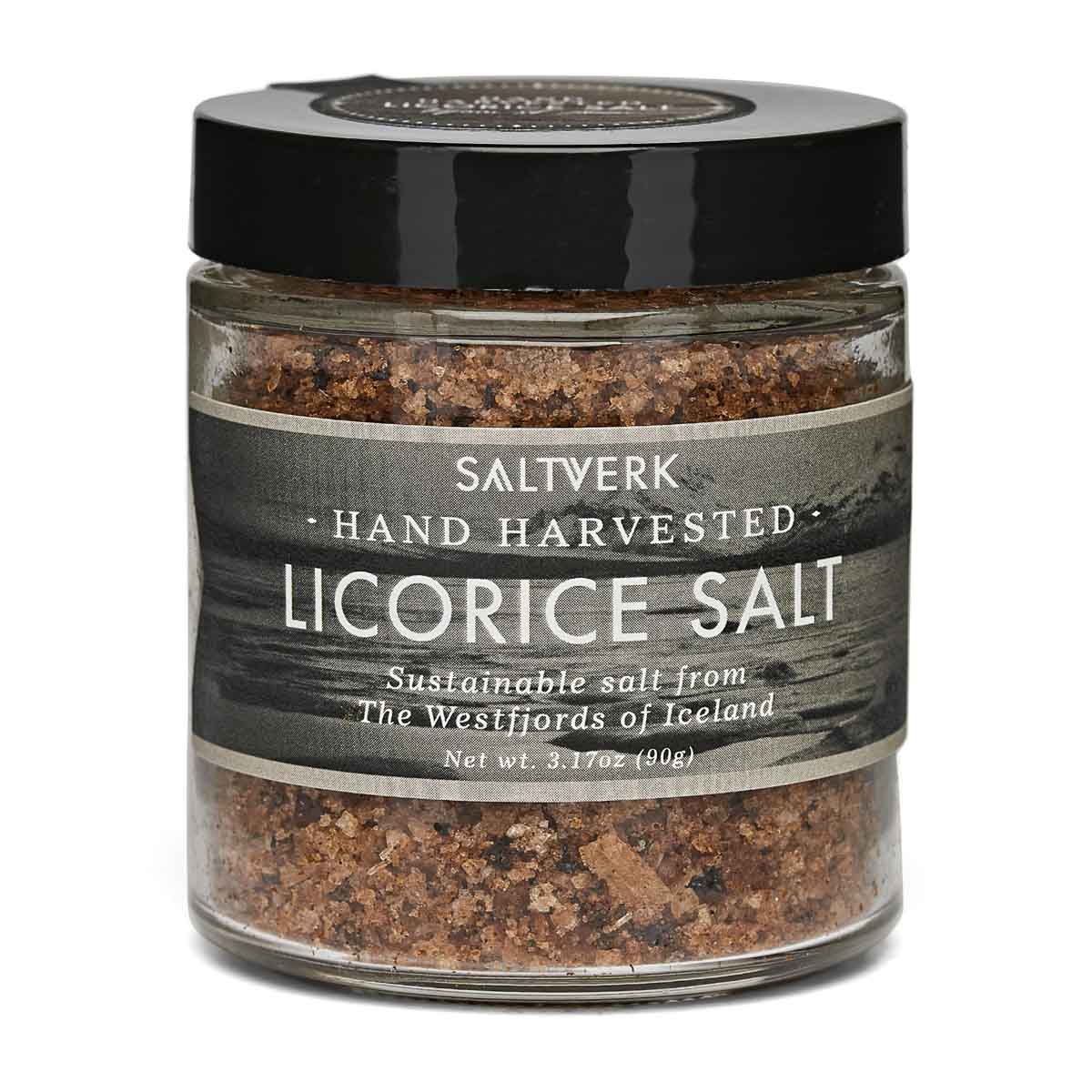 Licorice Sea Salt | Saltverk | Raw Living UK | Raw Foods | Saltverk Licorice Sea Salt captures the unique taste of Raw Liquorice from Persian Liquorice Roots, alongside Mineral-Rich Icelandic Crunchy Flake Salt.