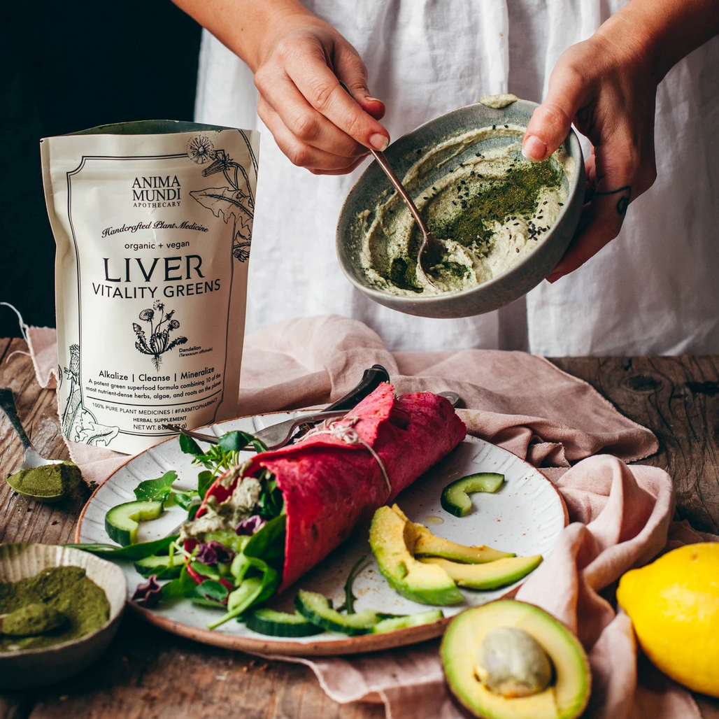 Liver Vitality: Daily Green Detox | Anima Mundi Herbals | Raw Living UK | Raw Foods | Anima Mundi's Liver Vitality Greens is a Daily Green Detox Cleansing formula packed with nutrients to kickstart your body and Detox your Liver & Gall Bladder.