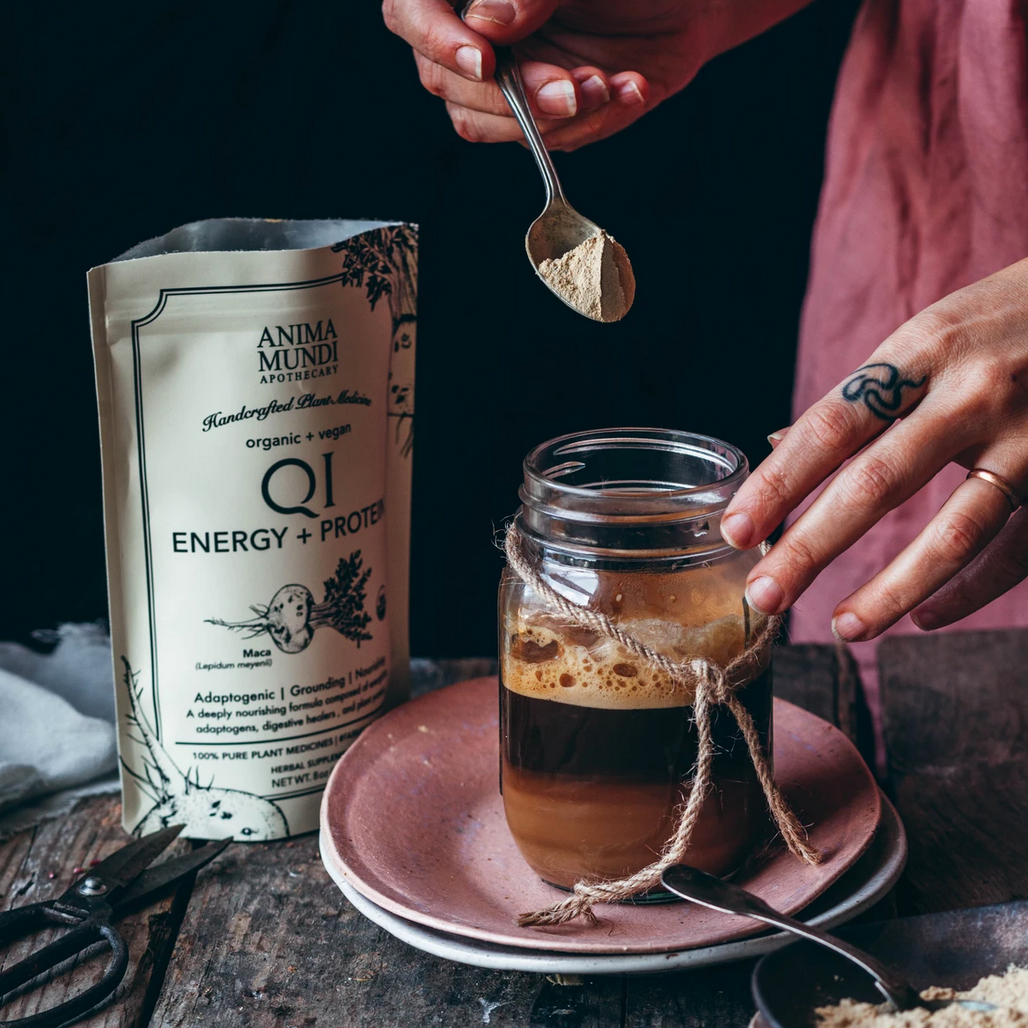 Qi Energy & Protein Superpowder | Anima Mundi Herbals | Raw Living UK | Raw Foods | Anima Mundi's Organic Vegan Qi Super Powder is designed to boost Qi & thus Revive the Adrenals. It contains powerful herbs like Maca, Astragalus & Ashwagandha.
