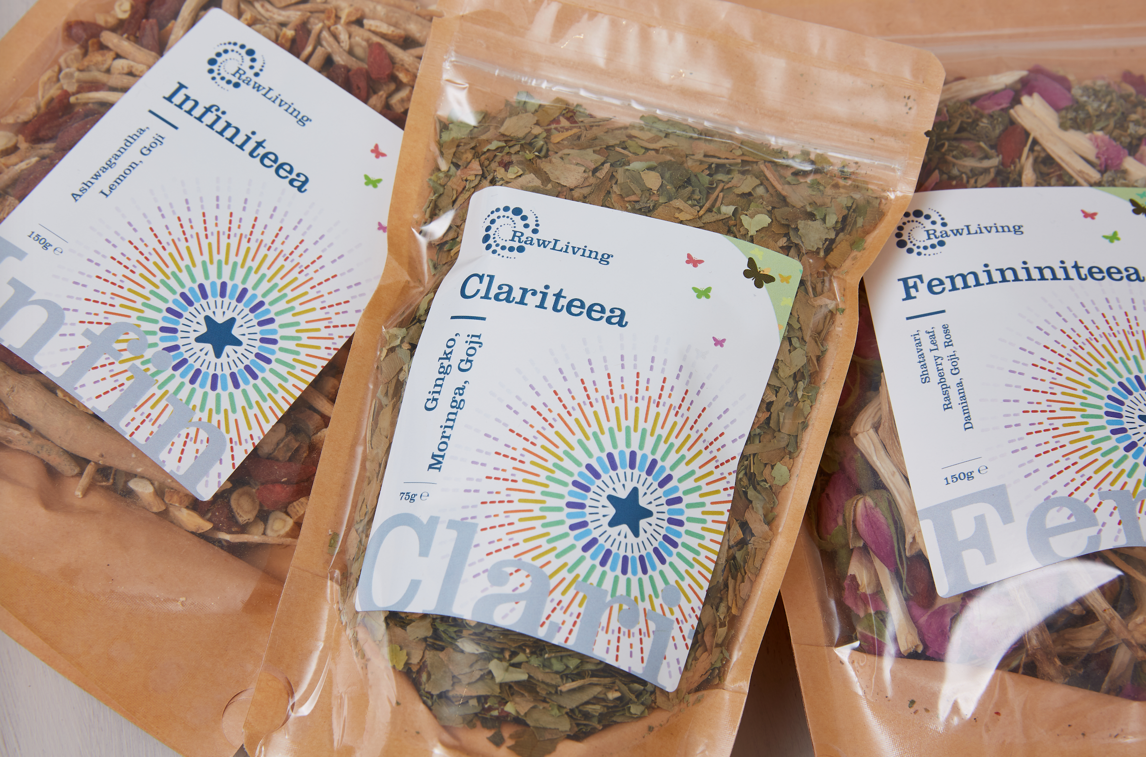 RealiTeas | Buy All 7 Get 10% Off | Raw Living UK | Herbal Teas | Raw Living RealiTeas are Premium Loose Leaf Herbal Teas. Grab all 7 blends now: Clariteea, Eterniteea, Femininiteea, Immuniteea, Infiniteea, PMTeea & Sleepiteea