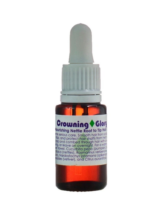 Crowning Glory Hair Oil | Living Libations | Raw Living UK | Living Libations Crowning Glory Hair Oil (15ml): this Natural &amp; Vegan Nourishing Nettle Hair Oil frees your hair to be buoyant &amp; shine in all its Crowning Glory