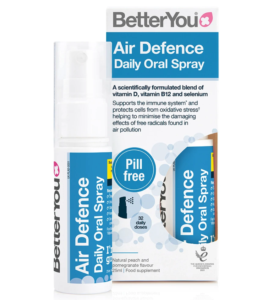 Air Defence Oral Spray (25ml) | Better You | Raw Living UK | Supplements | BetterYou Air Defence Oral Spray combines Vitamin D, Vitamin B12 &amp; Selenium, to support the immune system and protect your cells from oxidative stress.