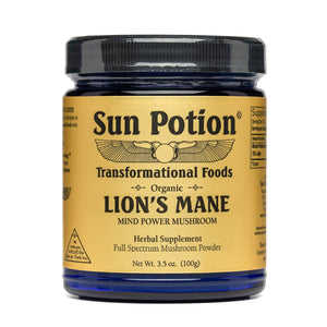 Lion's Mane Mushroom Powder | Sun Potion | Raw Living UK | Tonic Herbs & Mushrooms | Sun Potion Premium Quality Lion’s Mane: this amazing Mushroom is found and cultivated in Northern America. Use to promote Cognitive Function & Neural Growth.