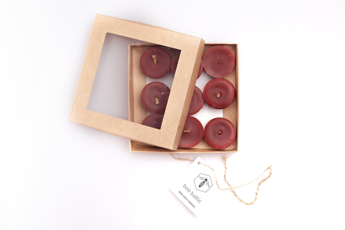 Beeswax Tea Light Candles | Bee Baltic | Raw Living UK | Bed &amp; Bath | House &amp; Home | Bee Baltic&#39;s Beeswax Tea Light Candles (Natural, Green, Red &amp; Black) are pure with a cotton wick. Beeswax candles are said to help to Reduce Asthma &amp; Allergies.