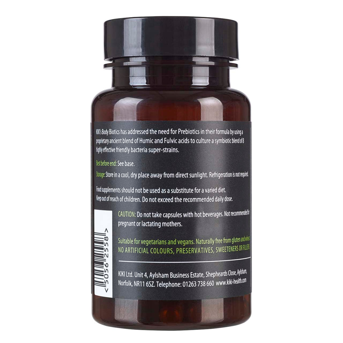 Body Biotics | Kiki Health | Raw Living UK | Supplements | Kiki Health Body Biotics™ (60 x 400mg) probiotics mimic nature for the benefits of true bacterial cultures. Cultured and encapsulated in ancestral prebiotics.
