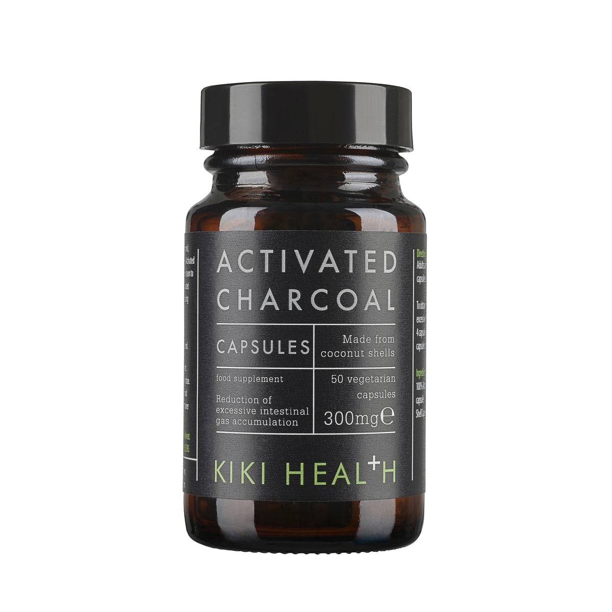 Activated Charcoal Capsules | Kiki Health | Raw Living UK | Supplements | Kiki Health Activated Charcoal Capsules (50 x 300mg) a high-quality, pure carbon supplement. Absorbs gasses &amp; particles in the digestive tract. Whitens teeth.