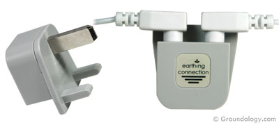 Earth Connection Plug (UK) | Groundology | Raw Living UK | EMF &amp; Energy Protection | Groundology Earth Connection Plus (UK): an earth connection plug suitable for an UK type outlet. It has 2 sockets, so 2 cords can be connected simultaneously.