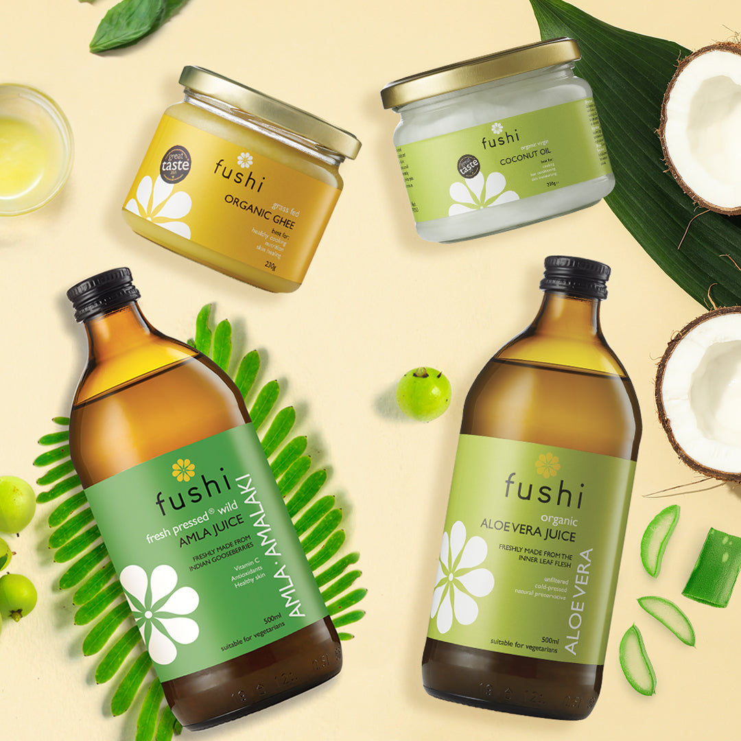 Amla Juice Fresh Pressed (500ml) | Fushi | Raw Living UK | Fushi Organic Fresh Pressed Amla Juice is wild-grown. Rich in Vitamin C, Amla juice has been known in Ayurveda to bring the body into equilibrium.