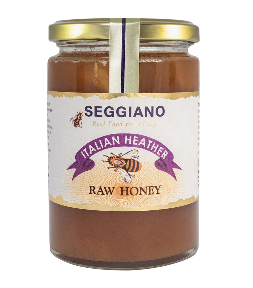 Heather Raw Honey | Seggiano | Raw Living UK | Raw Foods | Seggiano&#39;s Raw Unpasteurised Italian Heather Honey (Erica) is a thick Amber Coloured Honey, reminiscent of Fudgy Caramelised Barley.