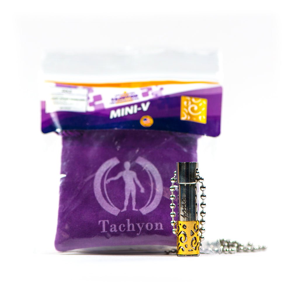 Mini V Pendant GOLD | ATT Tachyon | Raw Living UK | EMF Protection &amp; Energy Tools | Jewellery | Advanced Tachyon Technologies GOLD Mini-V Pendant will wake up your divine energy and is designed to protect you &amp; your immune system from harmful EMFs