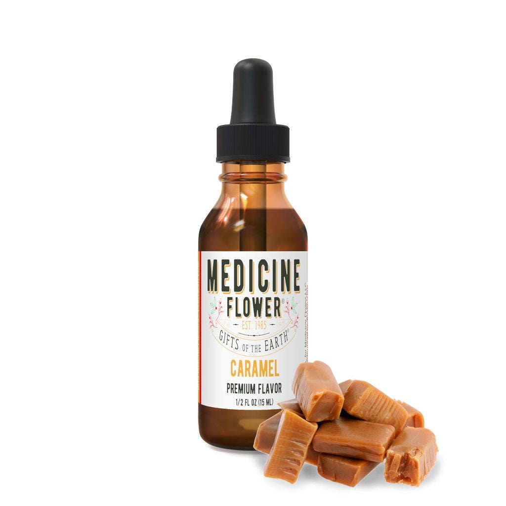 Caramel Flavour Premium Extract | Medicine Flower | Raw Living UK | Raw Foods | Medicine Flower Caramel Flavour Premium Extract (1/2oz, 1oz) is pure, potent &amp; natural. Amazing taste, with no alcohol or artificial preservatives.