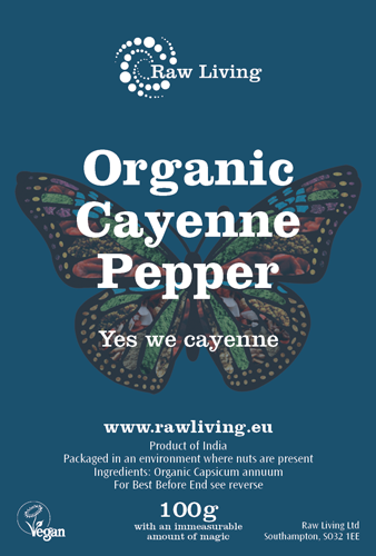Organic Cayenne Pepper | Raw Living UK | Raw Foods | Raw Living Organic Cayenne Pepper: a dried and powdered fruit, which belongs to the nightshade family of plants. It is one of the most popular spices worldwide.