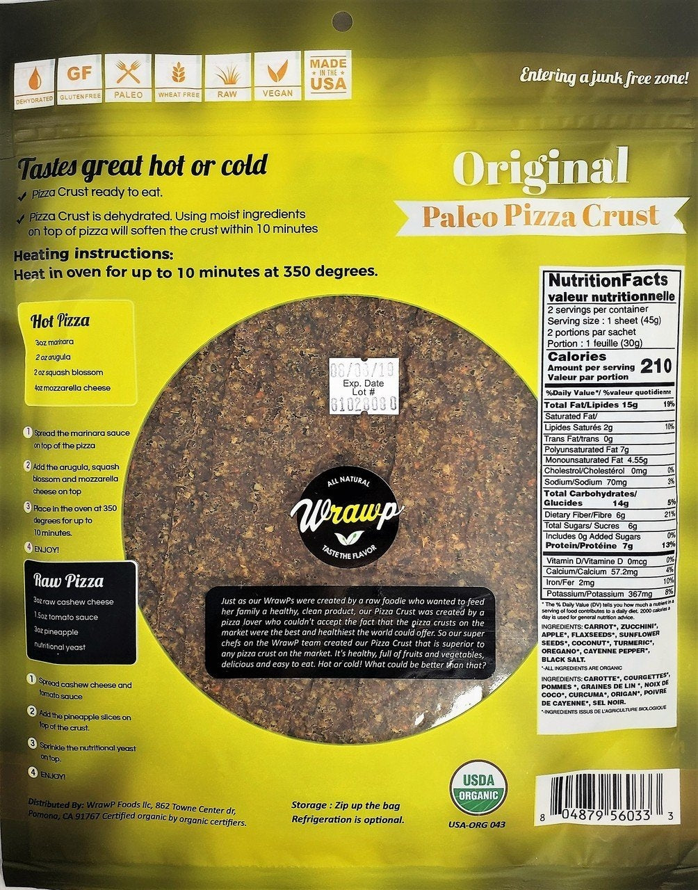 Original Pizza Base | WrawP | Raw Living UK | Food | WrawP Original Raw, Gluten Free Pizza Crust is a Healthy Solution made of only Raw, Organic Veggies, Fruits &amp; Seeds. 2 Pizza Crust Per bag, 8&quot; in diameter.