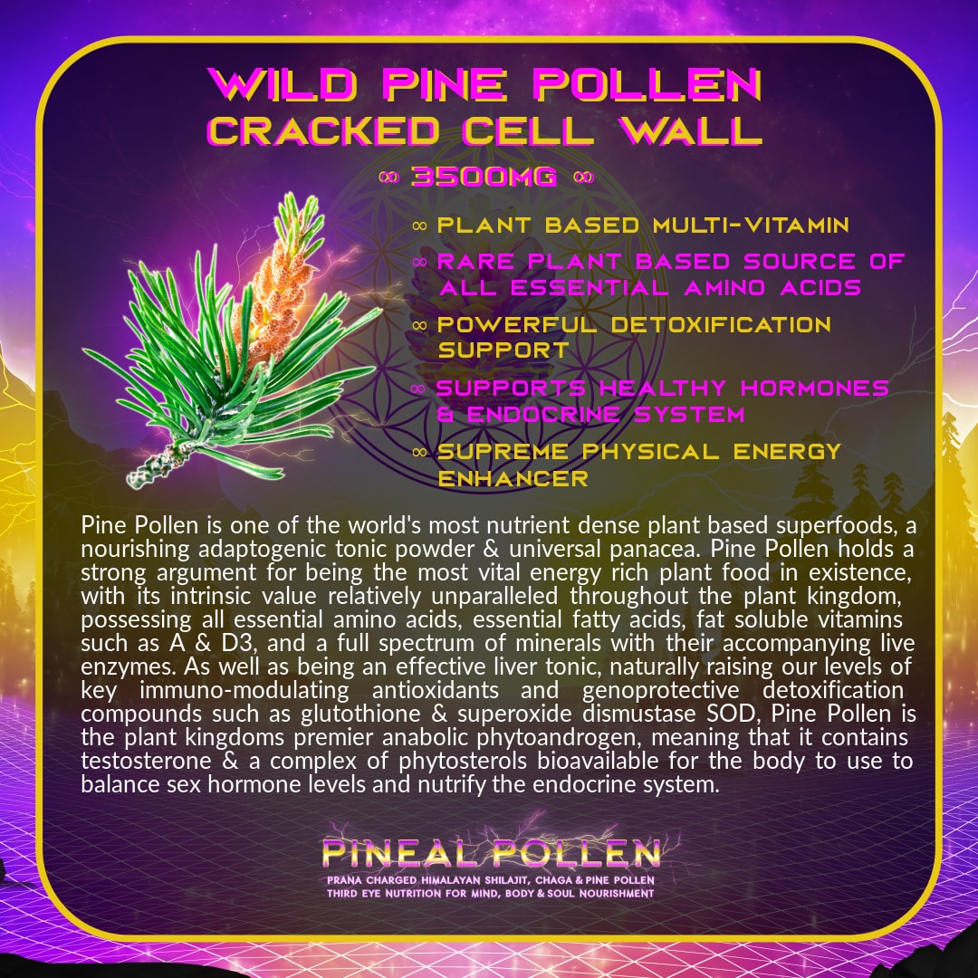 Pineal Pollen | Primal Alchemy | Raw Living UK | Supplements | Primal Alchemy Pineal Pollen is Prana-Charged Shilajit, Chaga &amp; Pine Pollen. An adaptogenic tonic herbal formula to energetically charge the pineal gland.