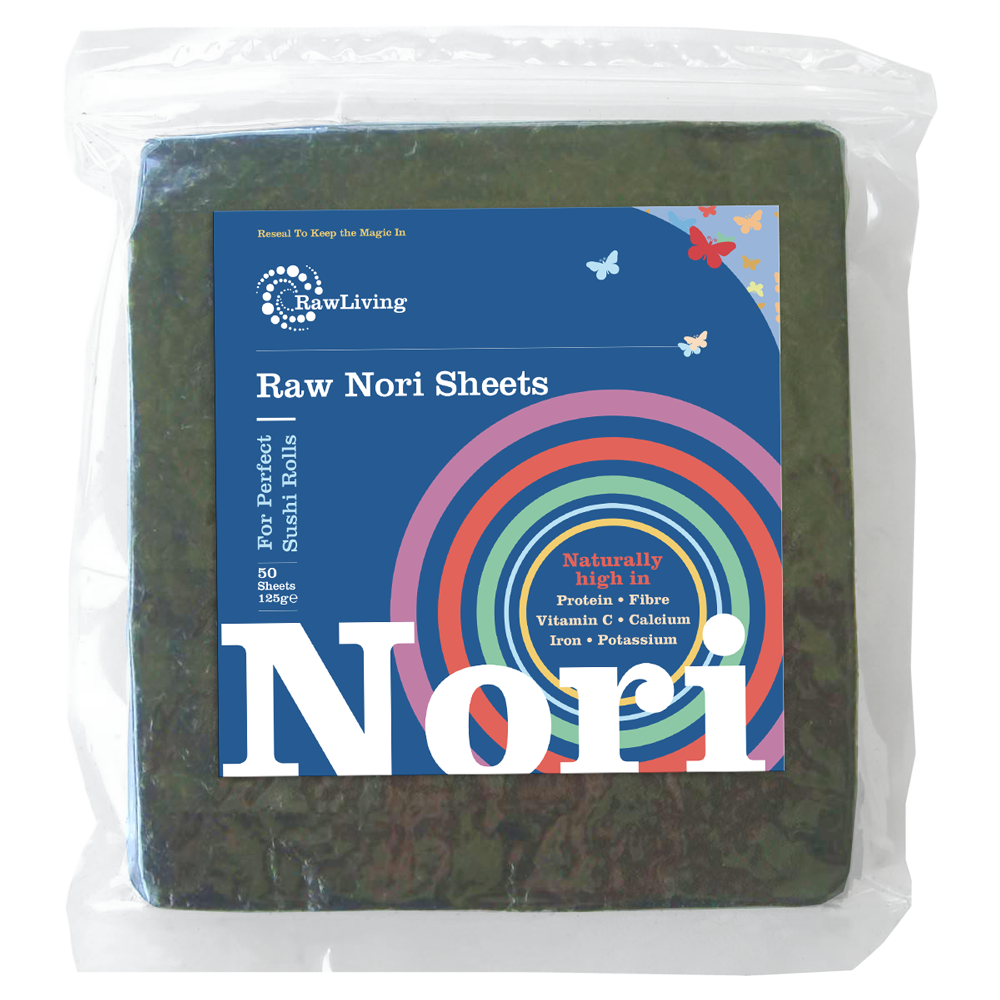 Nori Sheets (Real Raw) | Raw Living UK | Sea Vegetables | Raw Foods | Raw Living Real Raw Nori Sheets: Raw Nori is 50% protein (by weight), full of vitamins &amp; minerals. Use for a range of culinary delights, including Sushi Rolls.