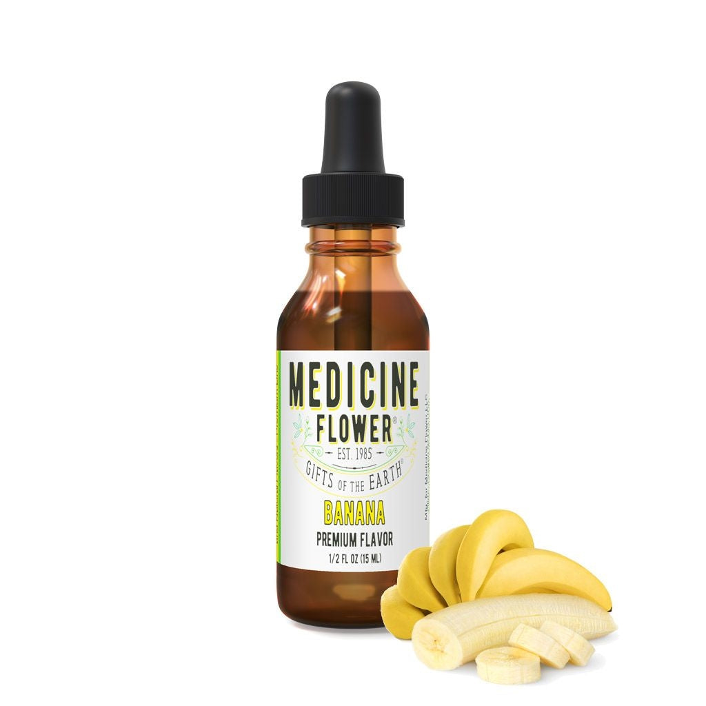Banana Flavour Premium Extract | Medicine Flower | Raw Living UK | Raw Foods | Medicine Flower Banana Flavour Premium Extract (1/2oz, 1oz) is pure, potent &amp; natural. Amazing taste, with no alcohol or artificial preservatives.